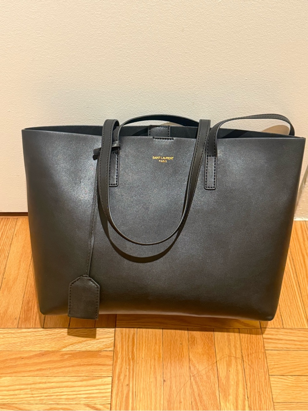 Saint Laurent Black Leather Double-Handle Tote